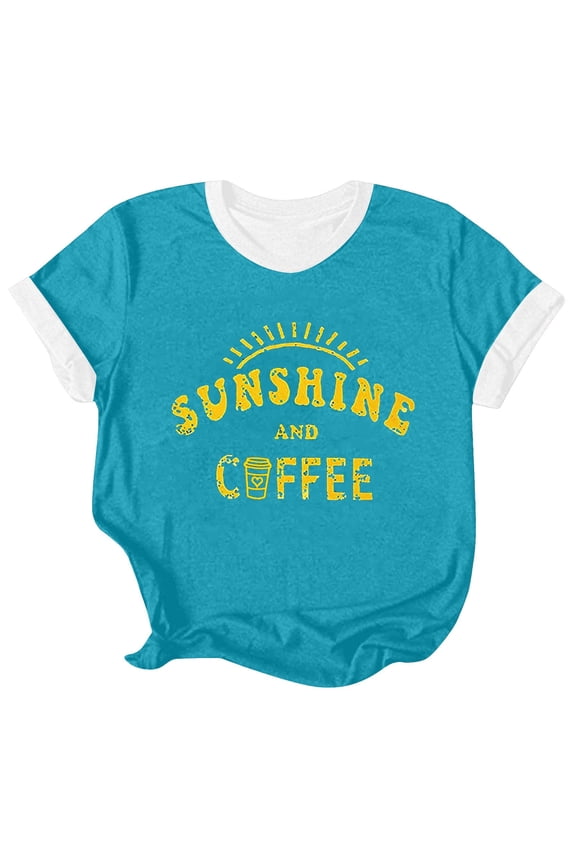 Women Summer T Shirts Funny Letter Graphic Tee Casual Comfortable Crew Neck Short Sleeve Tshirt Color Block Stylish Tops