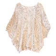 thumbnail image 1 of DHFJKG Women Swimsuit Coverup Tunic Top Boho Crochet Sexy Hallow Out Batwing Short Sleeve Loose Fit Beach Cover Ups Summer Vacation Clothes, 1 of 4