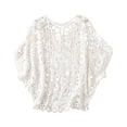 thumbnail image 1 of DHFJKG Women Swimsuit Coverup Tunic Top Boho Crochet Sexy Hallow Out Batwing Short Sleeve Loose Fit Beach Cover Ups Summer Vacation Clothes, 1 of 4