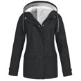 thumbnail image 1 of DHFJKG Women Thickened Jacket Raincoat Windproof Solid Color Zipper Outdoor Plus Size Hooded Warm Lined Mid-Long Leisure Coats, 1 of 5