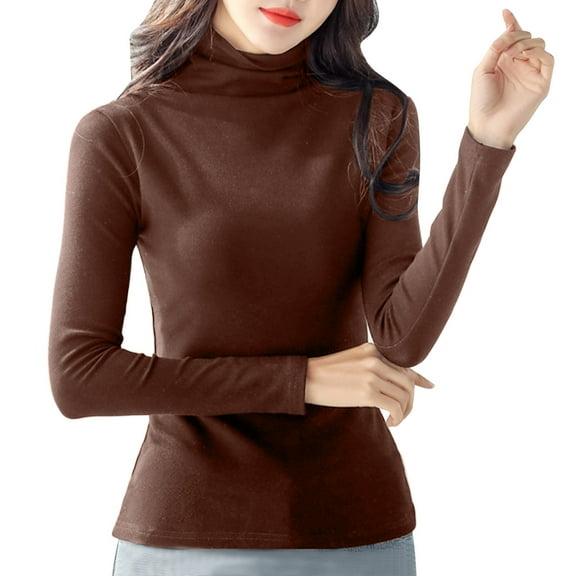 DHFJKG Women Turtleneck Thermal Base Top Layering Clothes Fitness Solid Color Long Sleeve Baselayer Pullover Cozy Jumper Tops