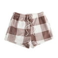thumbnail image 1 of DHFJKG Women Winter Fuzzy Pajama Plaid Shorts Elastic Drawstring Pyjama Casual Loose Fit Shorts Sleep Trendy Trousers, 1 of 5