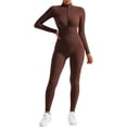 thumbnail image 1 of DHFJKG Women Workout Seamless Jumpsuits Yoga Long Sleeve Front Zipper Bodycon Activewear Comfortable One Piece Leggings Romper, 1 of 3
