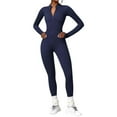 thumbnail image 1 of DHFJKG Women Workout Seamless Jumpsuits Yoga Long Sleeve Front Zipper Bodycon Activewear Comfortable One Piece Leggings Romper, 1 of 3