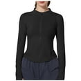thumbnail image 1 of DHFJKG Women Yarn Sun Jacket Summer Lightweight Solid Color Ice Skin Coat Workout Jacket For Yoga Tight Fit Fingertip Sleeves Cozy Coats, 1 of 6