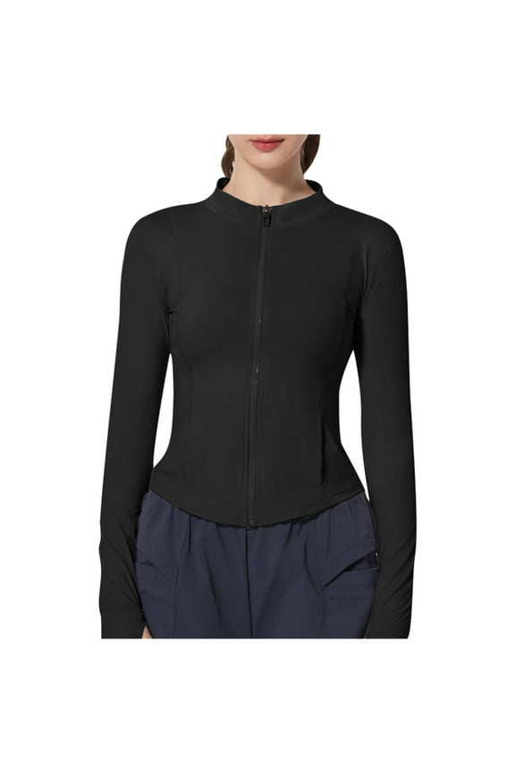 Women Yarn Sun Jacket Summer Lightweight Solid Color Ice Skin Coat Workout Jacket For Yoga Tight Fit Fingertip Sleeves Cozy Coats