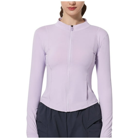 DHFJKG Women Yarn Sun Jacket Summer Lightweight Solid Color Ice Skin Coat Workout Jacket For Yoga Tight Fit Fingertip Sleeves Fashionable Coats