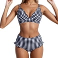 thumbnail image 1 of DHFJKG Women's Bikini Set Cute Ruffle Trim Striped 2 Piece Swimsuits High Waist Tummy Control Bathing Suit Stylish Beachwear, 1 of 4
