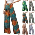 thumbnail image 1 of DHFJKG Women's Boho Pants High Waisted Wide Leg Floral Printed Flowy Palazzo Summer Beach Vacation Clothes Stylish Trousers, 1 of 7