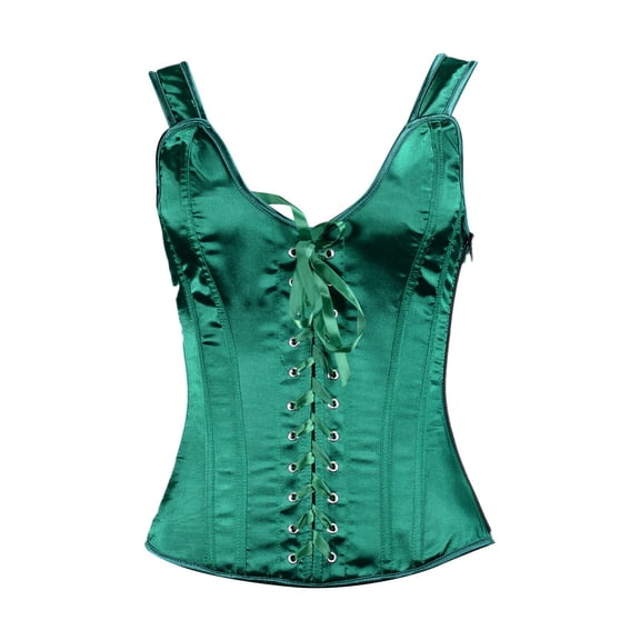 DHFJKG Women's Bone Structured Corset Tops With Front Lacing And Side Zippers Solid Color Spaghetti Strap Classic Waist Cincher Tops