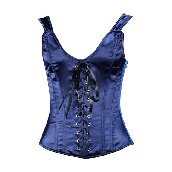 DHFJKG Women's Bone Structured Corset Tops With Front Lacing And Side Zippers Solid Color Spaghetti Strap Classic Waist Cincher Tops