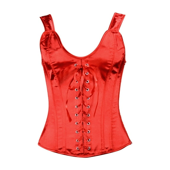 DHFJKG Women's Bone Structured Corset Tops With Front Lacing And Side Zippers Solid Color Spaghetti Strap Trendy Waist Cincher Tops