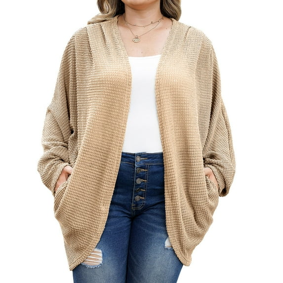 DHFJKG Women's Cardigan Plus Size Versatile Knitted Long Sleeve Loose Fit Mid Length Outerwear With Pockets For Casual Wear Comfort Coat
