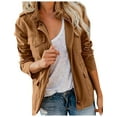 thumbnail image 1 of DHFJKG Women's Cargo Jacket Solid Color Oversized Zip Up Coat With Multi Pockets Vintage Soft Jackets, 1 of 5