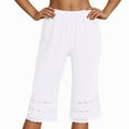 thumbnail image 1 of DHFJKG Women's Casual Capri Pants Lace Solid Color Loose Fit Elastic Waisted Wide Leg Loungewear Crop Pants Trendy Trousers, 1 of 3