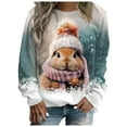 thumbnail image 1 of DHFJKG Women's Casual Christmas Pullover Cute Rabbit Snowflake Printed Long Sleeve Crew Neck Sweatshirt Fall Winter Versatile Tops, 1 of 8