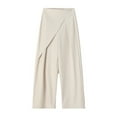 thumbnail image 1 of DHFJKG Women's Casual Suit Pants Office Lady Wide Leg Solid Color Irregular Design Work Business Pant Stylish Trousers, 1 of 4
