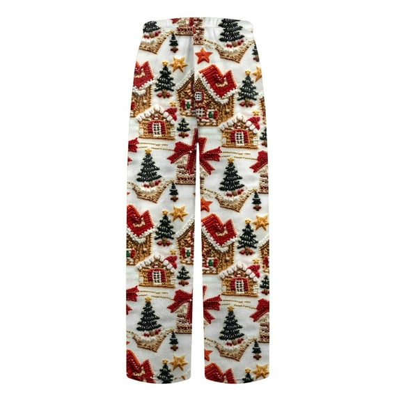 DHFJKG Women's Christmas Pajama Pants Loose Fit Xmas Printed Elastic Waist Nightwear Pyjamas Sleepwear Bottoms For Lounging Comfort Trousers