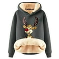 thumbnail image 1 of DHFJKG Women's Christmas Thickened Hoodies Reindeer Print Long Sleeved Hooded With Drawstring Sweatshirt For Autumn Winter Holiday Tops, 1 of 2