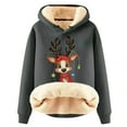 thumbnail image 1 of DHFJKG Women's Christmas Thickened Hoodies Reindeer Print Long Sleeved Hooded With Drawstring Sweatshirt For Autumn Winter Versatile Tops, 1 of 2
