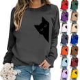 thumbnail image 1 of DHFJKG Women's Crewneck Sweatshirt Cute Cat Print Long Sleeve Loose Pullover Tops Casual Fall Clothes, 1 of 4