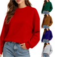 thumbnail image 1 of DHFJKG Women's Cropped Sweatshirt Loose Fit Drop Shoulder Solid Color Long Sleeve Crew Neck Pullover Tops, 1 of 6