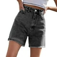 thumbnail image 1 of DHFJKG Women's Denim Shorts High Waisted Loose Fit Summer Row Hem Distressed Washed Flat Front Jean Shorts With Pockets Trendy Bottoms, 1 of 5