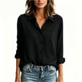 thumbnail image 1 of DHFJKG Women's Dress Shirts Long Sleeve Loose Fit Solid Color Stretchy Soft Button Down Collared Shirts Classic Tops, 1 of 4