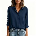 thumbnail image 1 of DHFJKG Women's Dress Shirts Long Sleeve Loose Fit Solid Color Stretchy Soft Button Down Collared Shirts Trendy Tops, 1 of 4