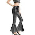 thumbnail image 1 of DHFJKG Women's Flare Leather Pants High Waisted Slim Fit Sparkly Glossy Bell Bottom Pants For Night Club Festive Party Trendy Trousers, 1 of 5