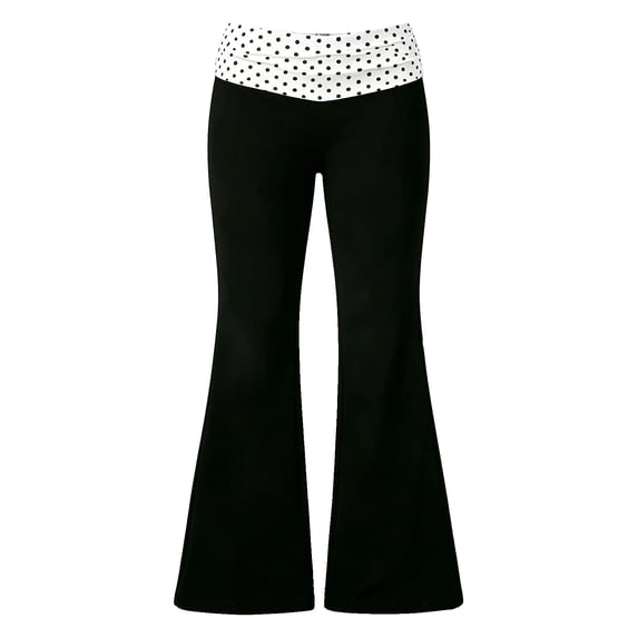 DHFJKG Women's Flare Leggings Low Rise Fold-Over Stretch Bell Bottom Yoga Pants