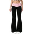 thumbnail image 1 of DHFJKG Women's Flare Leggings Low Rise Fold-Over Stretch Bell Bottom Yoga Pants, 1 of 4