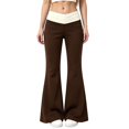 thumbnail image 1 of DHFJKG Women's Flare Leggings Low Rise Fold-Over Stretch Bell Bottom Yoga Pants, 1 of 4