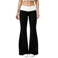 thumbnail image 1 of DHFJKG Women's Flare Leggings Low Rise Fold-Over Stretch Bell Bottom Yoga Pants, 1 of 4