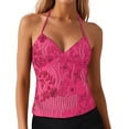 thumbnail image 1 of DHFJKG Women's Glitter Camisoles Top Sequin Embroidery Criss Cross Lace Up Sexy Sleeveless Shirts Party Club Going Out V Neck Stylish Tops, 1 of 5