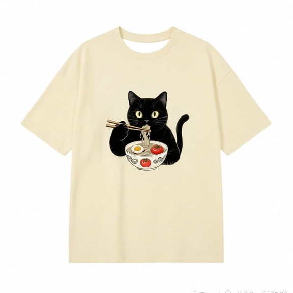 DHFJKG Women's Graphic Short Sleeve T Shirt Casual Oversized Funny Cat Printed Crew Neck Summer Top Baggy Streetwear Stylish Tops