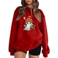 thumbnail image 1 of DHFJKG Women's Halloween Sweatshirt Cute Ghost Print Crewneck Long Sleeve Drop Shoulder Casual Pullover For Fall Winter Daily Wear Soft Tops, 1 of 5