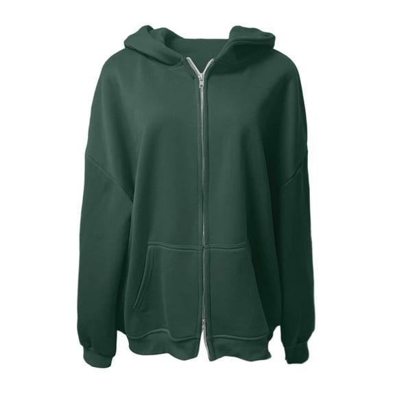 DHFJKG Womens Zipper Hoodies Oversized Loose Fit Solid Color Retro Comfortable Long Sleeve Sweatshirts Plus Size Graphic Sweatshirt For Women
