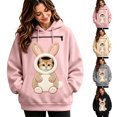 thumbnail image 1 of DHFJKG Women's Hoodie With Pet Pouch, Cute Rabbit Graphic Pet Holder Zipper Pocket Carries Pullover, 1 of 5