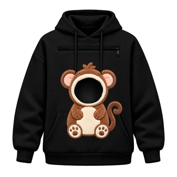 DHFJKG Women's Huggie Dog Hoodie With Pet Pouch Cute Animal Graphic Cat Holder Zipper Pocket Carries Sweatshirt