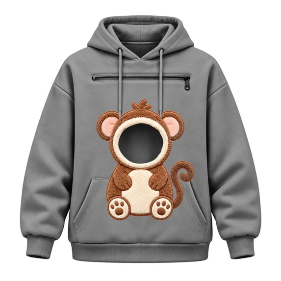 DHFJKG Women's Huggie Dog Hoodie With Pet Pouch Cute Animal Graphic Cat Holder Zipper Pocket Carries Sweatshirt