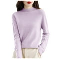thumbnail image 1 of DHFJKG Women's Knit Sweaters Base Pullover Crew High Neck Long Sleeve Regular Fit Solid Color Stretch Layering Top With Ribbing Edge Winter Warm Cozy Jumper Tops, 1 of 6