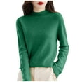 thumbnail image 1 of DHFJKG Women's Knit Sweaters Base Pullover Crew High Neck Long Sleeve Regular Fit Solid Color Stretch Layering Top With Ribbing Edge Winter Warm Versatile Jumper Tops, 1 of 5