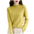 thumbnail image 1 of DHFJKG Women's Knit Sweaters Base Pullover Crew High Neck Long Sleeve Regular Fit Solid Color Stretch Layering Top With Ribbing Edge Winter Warm Versatile Jumper Tops, 1 of 6