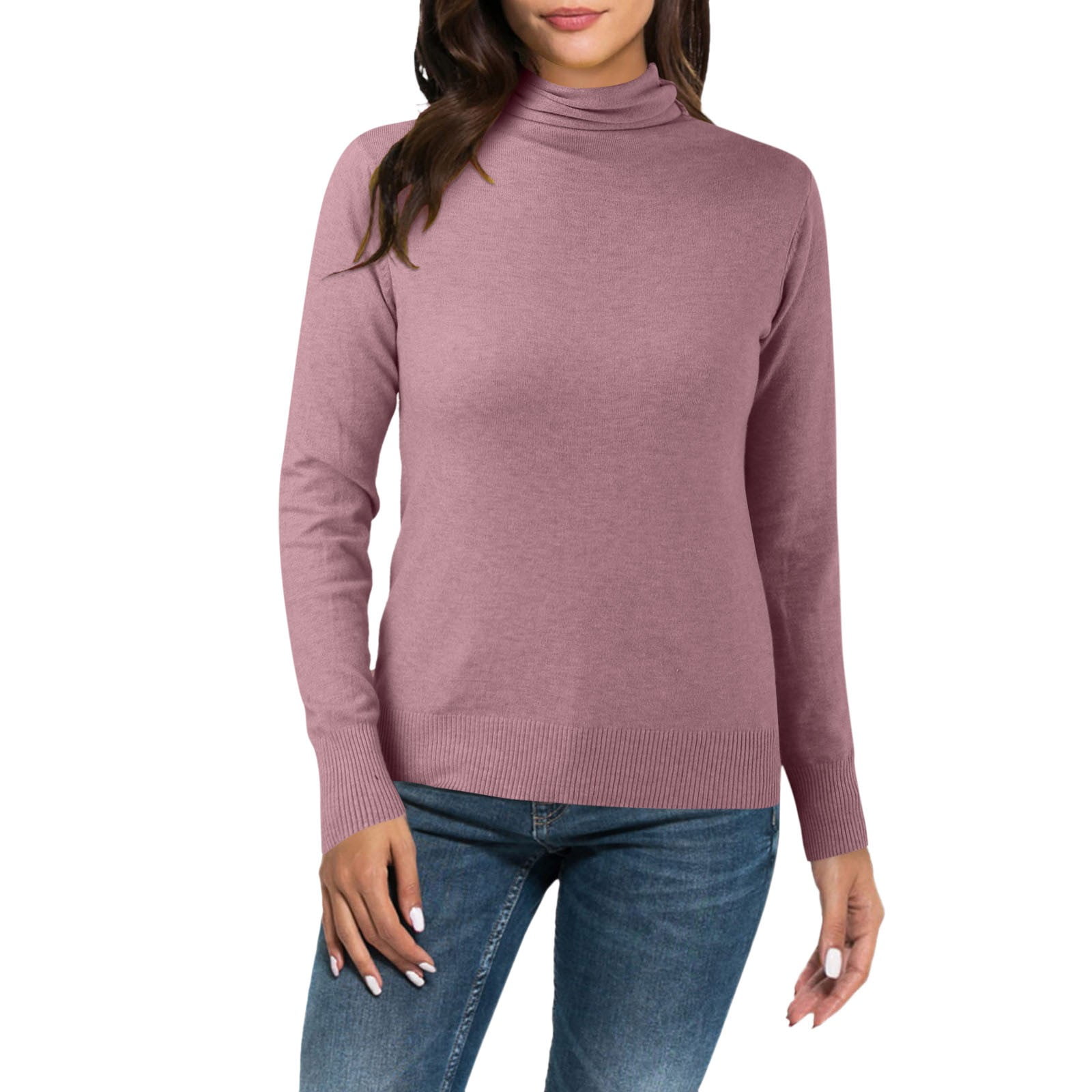 DHFJKG Women's Knit Sweaters Base Turtleneck Pullover Long Sleeve Slim ...
