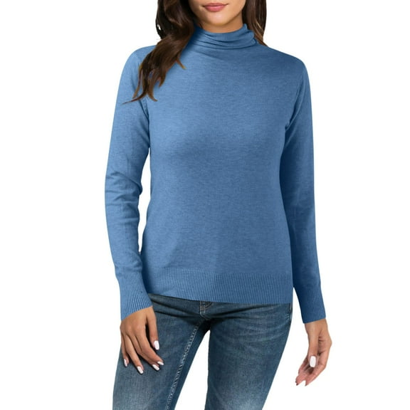DHFJKG Women's Knit Sweaters Base Turtleneck Pullover Long Sleeve Slim Fit Solid Color Stretch Layering Top With Ribbing Edge Winter Soft Jumper Tops