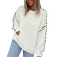 thumbnail image 1 of DHFJKG Women's Knitted Pullover Sweater Solid Color Crew Neck Long Sleeved Loose Fit Top Knitwear Rope Oversized Cozy Tops, 1 of 6