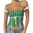 thumbnail image 1 of DHFJKG Women's Lace Trim Camisole Plaid Square Neck Crop Tank Tops Spaghetti Strap Going Out Slim Fit Shirts Comfortable Top, 1 of 3
