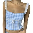 thumbnail image 1 of DHFJKG Women's Lace Camisole Plaid Square Neck Crop Tank Tops Spaghetti Strap Going Out Slim Fit Shirts Soft Top, 1 of 3