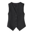 thumbnail image 1 of DHFJKG Women's Linen Suit Vest Top Dressy Button Up Waistcoat Fromal Sleeveless Blazer For Work Office Trendy Tops, 1 of 4